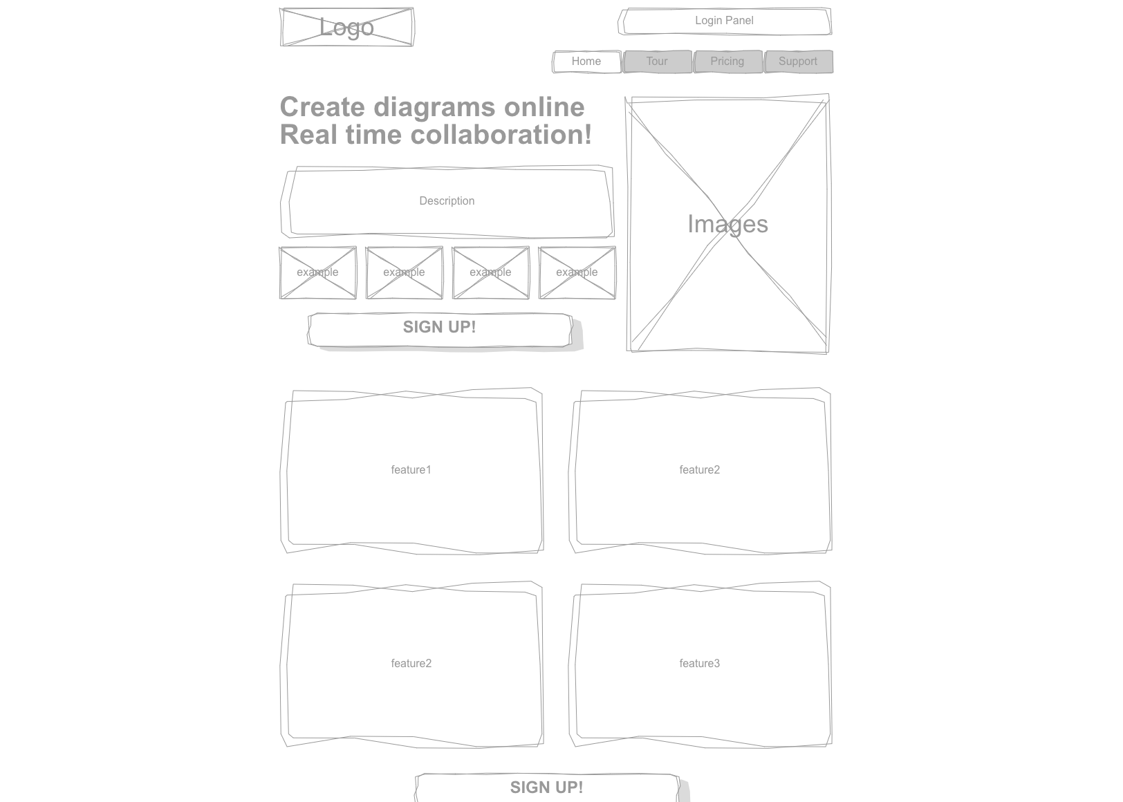 Cacoo Basic Website Wireframe