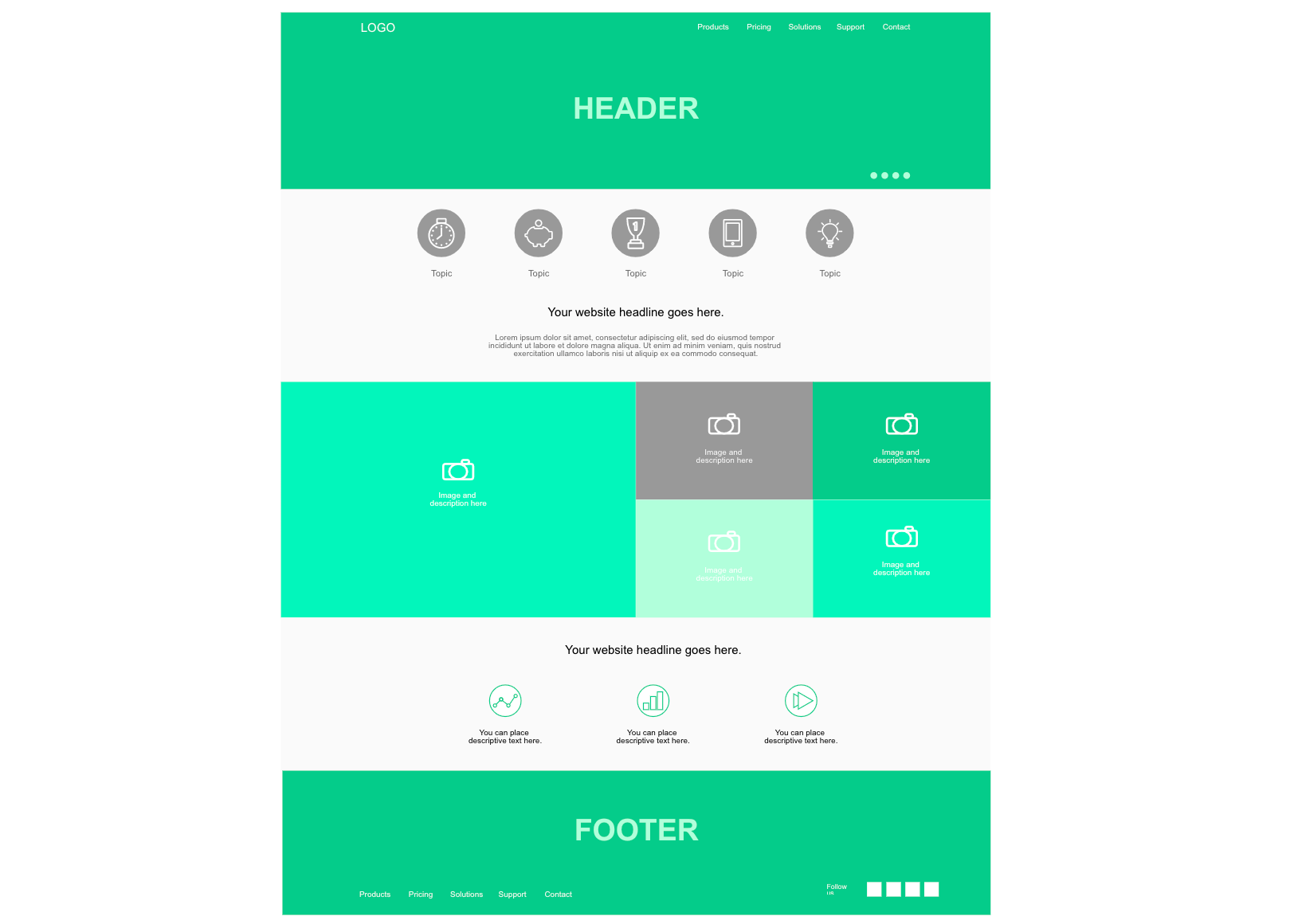 Cacoo wireframe template demonstrating the elements of design