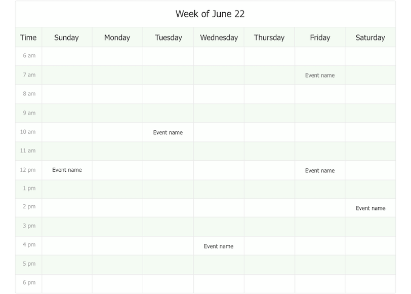 Editable Monthly Calendar Template from cacoo.com