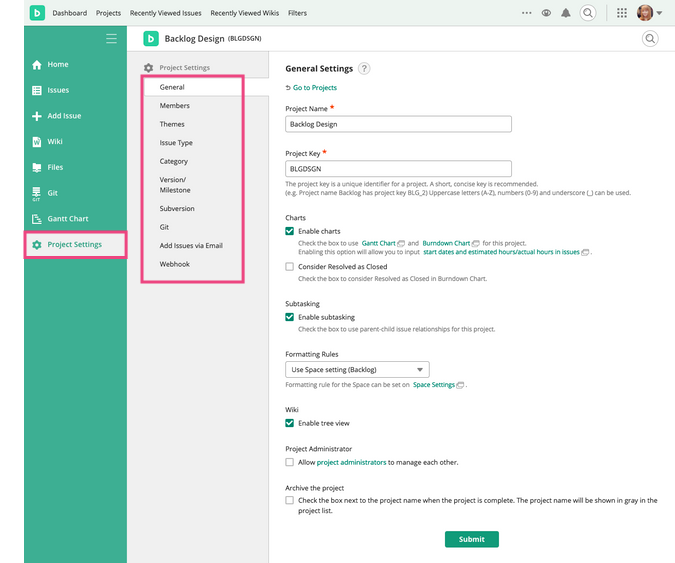 Project Setting | Backlog