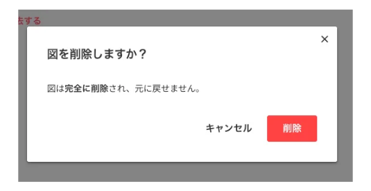 図を削除する際に表示される確認ダイアログのスクリーンショット