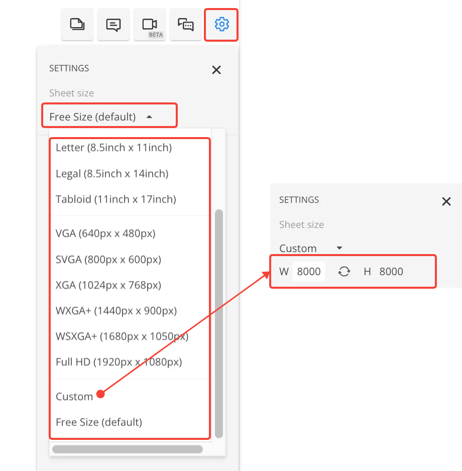 Dimensions Settings –  Support