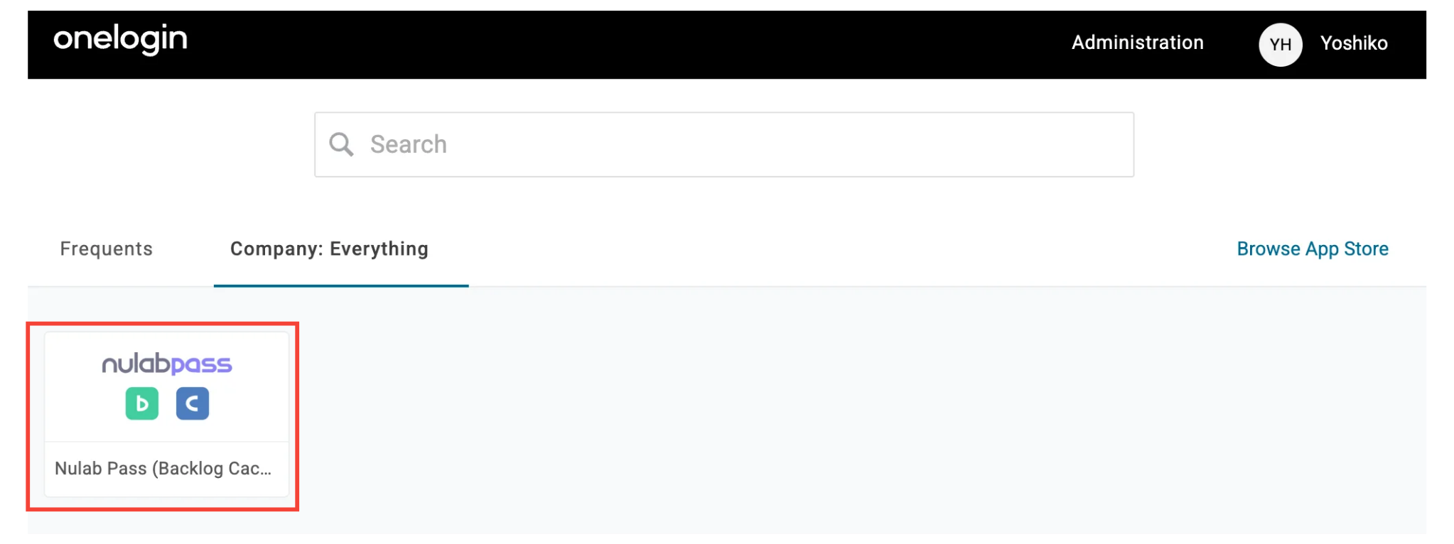 OneLoginの管理画面のスクリーンショット。