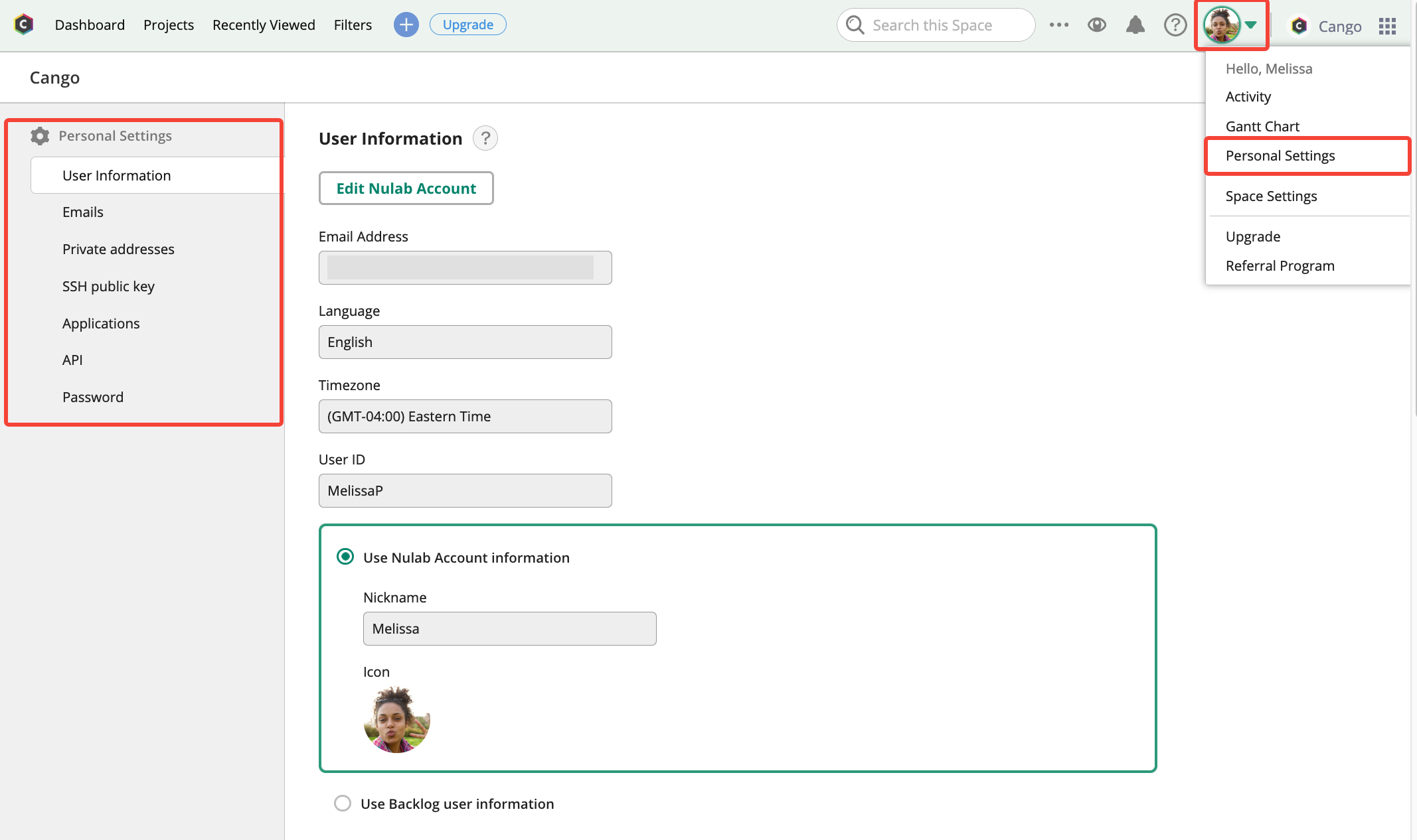 Manage Your Personal And Profile Settings FAQs Technical Support Nulab