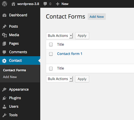 Screenshot of Contact Form 7's Admin Screen