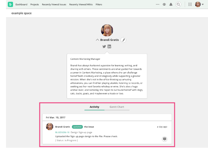 Recent Activity in Profile | Backlog