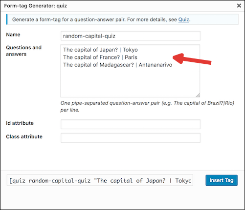 tag generator for quiz screenshot