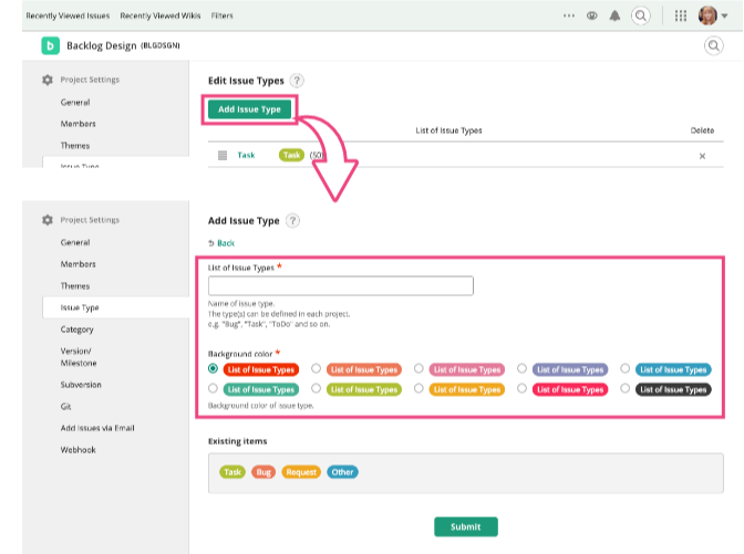 Add Issue Type | Backlog