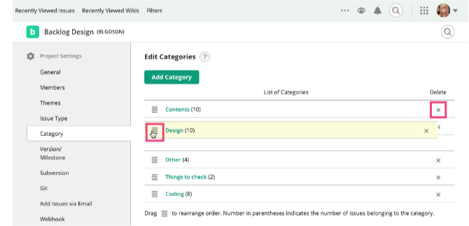 List of Categories | Backlog