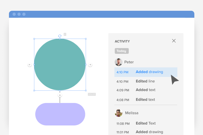 New Activity panel for viewing changes to diagrams
