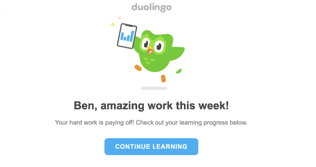 DuoLingo example of choice reinforcement