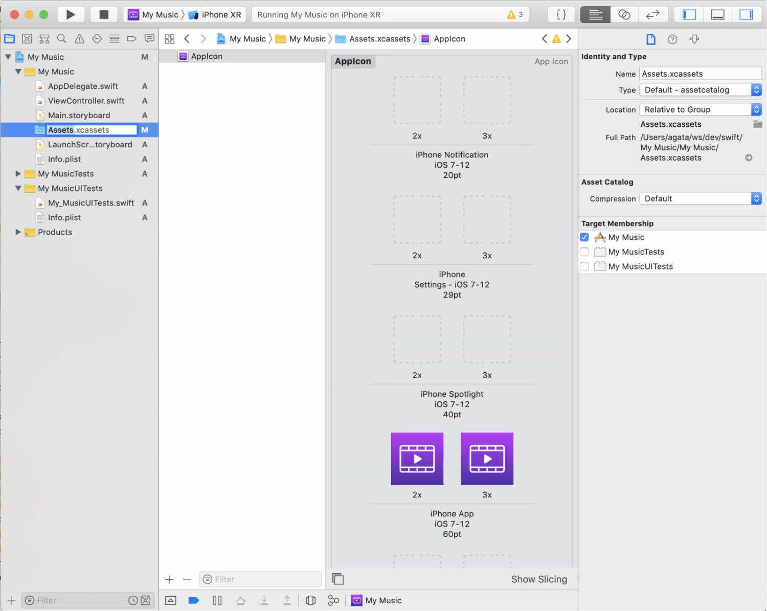 Cacoo-XcodeでAssets.xcassetsにアプリアイコンを設定