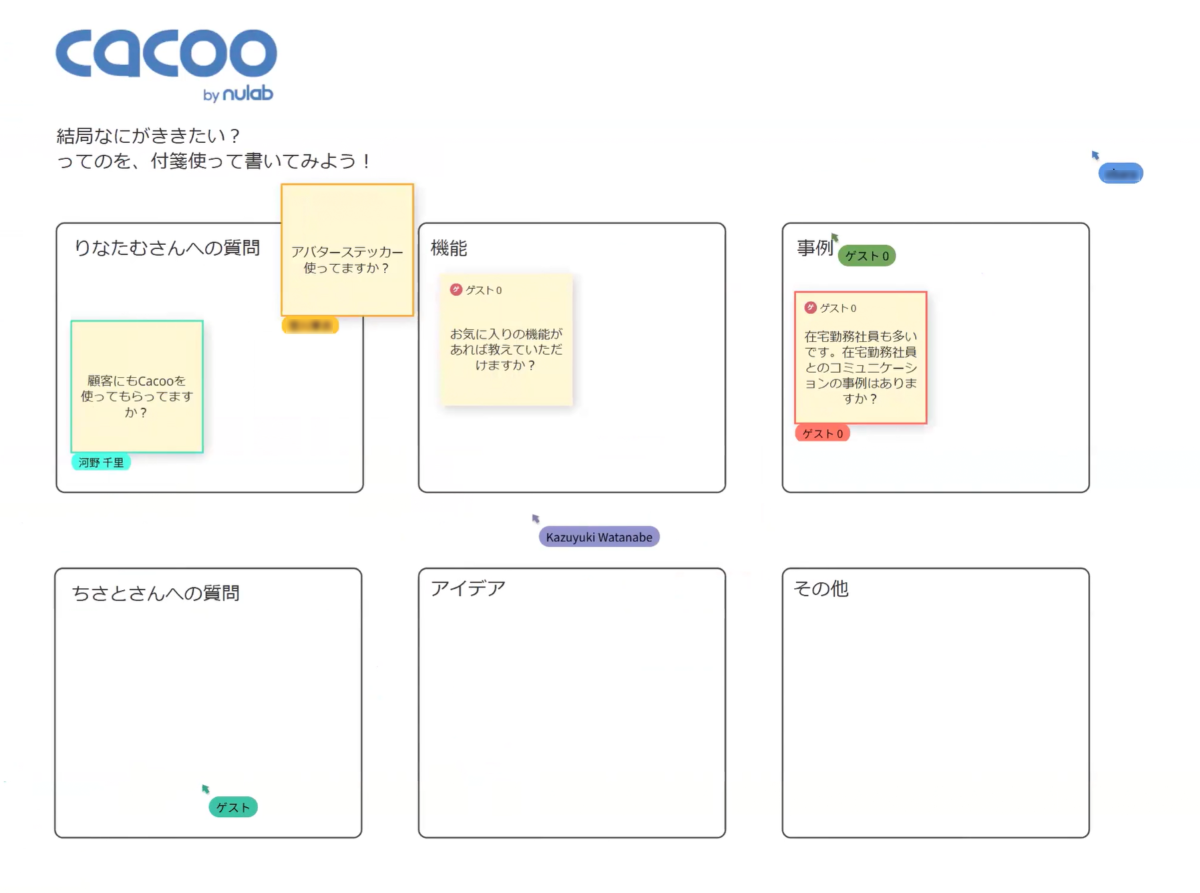 ワークショップ「聞きたいことを付箋にまとめる」